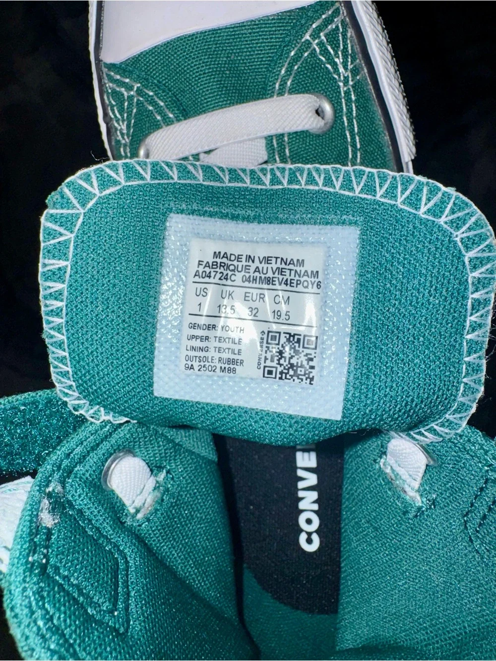 Converse High Top Sneakers in Teal Green and White